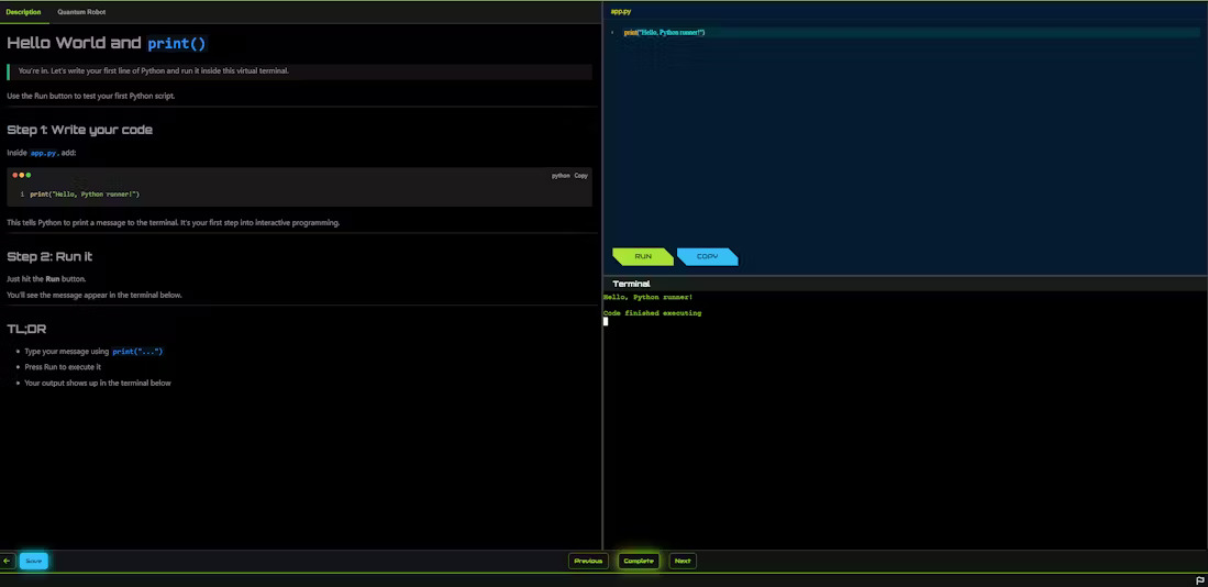 Write Code in the Live Terminal